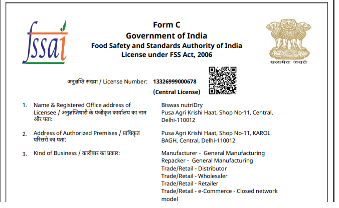 FSSAI Food Safety License